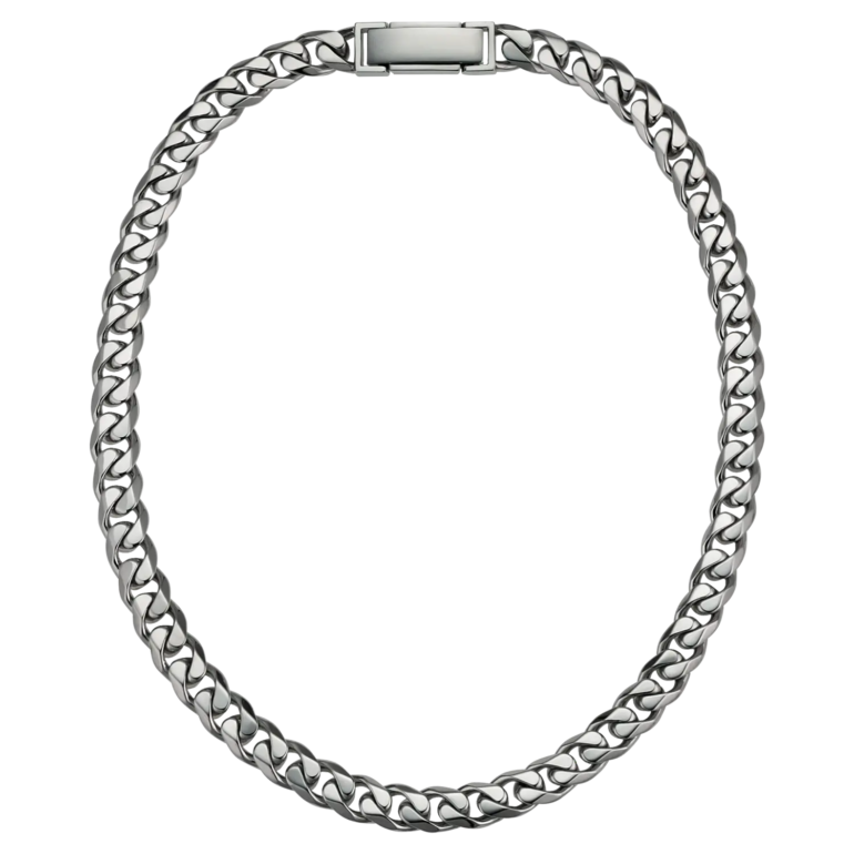 A 10mm men's platinum cuban chain necklace with a durable clasp