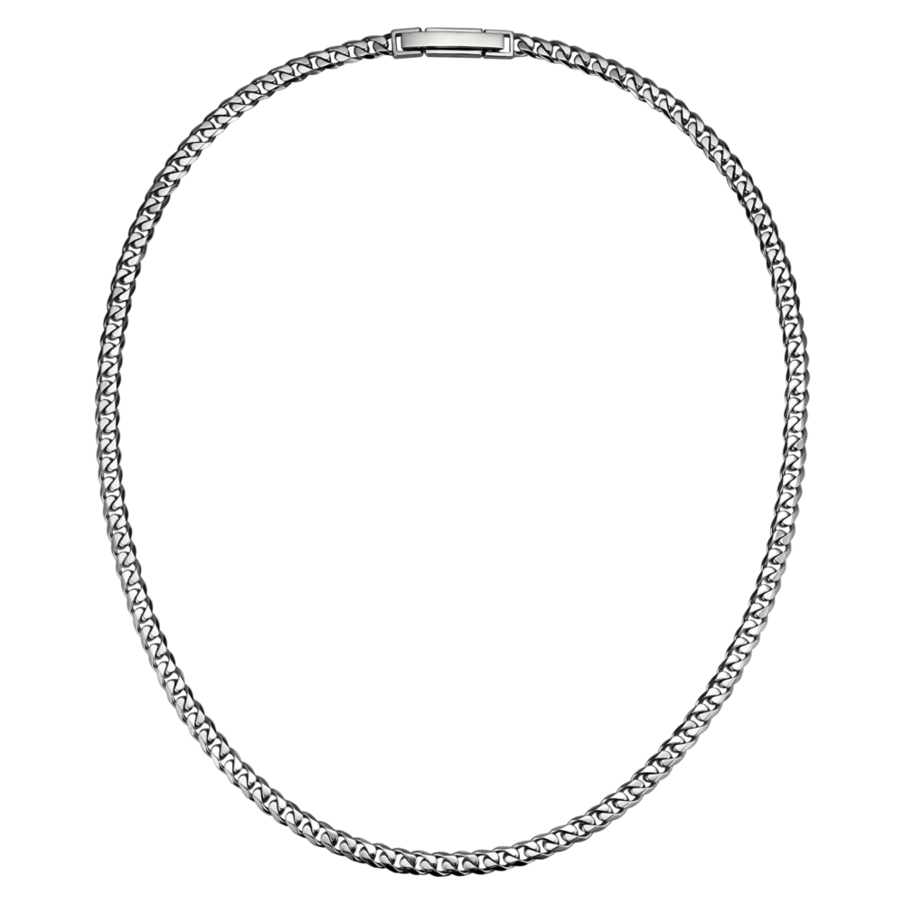 A 5mm men's platinum cuban chain necklace with a durable clasp