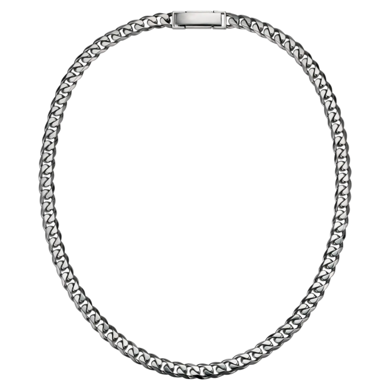 A 7mm men's platinum cuban chain necklace with a durable clasp