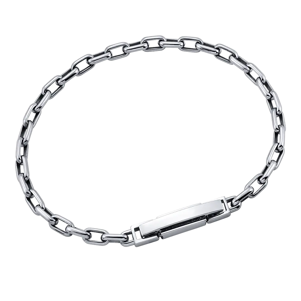 Cable Chain Bracelet in Platinum, 4mm