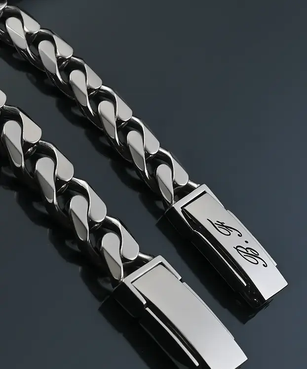 platinum cuban chain with engravings