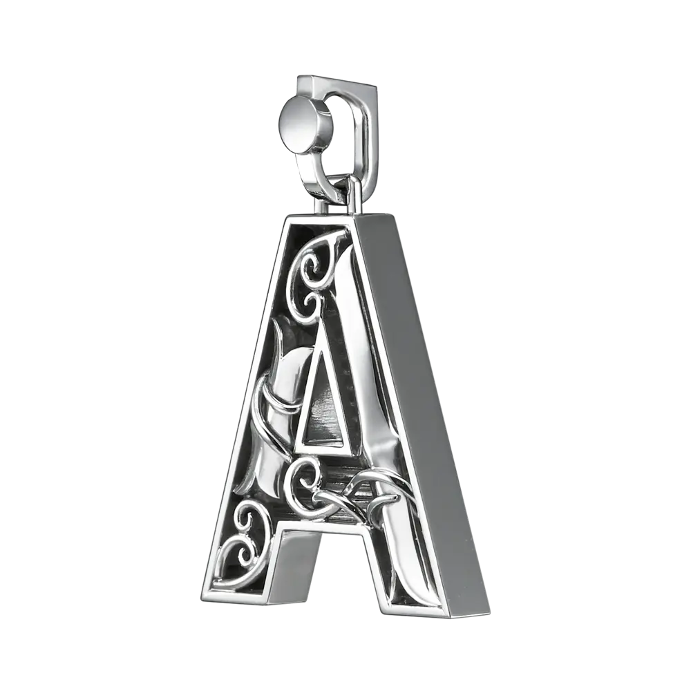 Initial Pendant in Platinum, The Letter A - Image 2