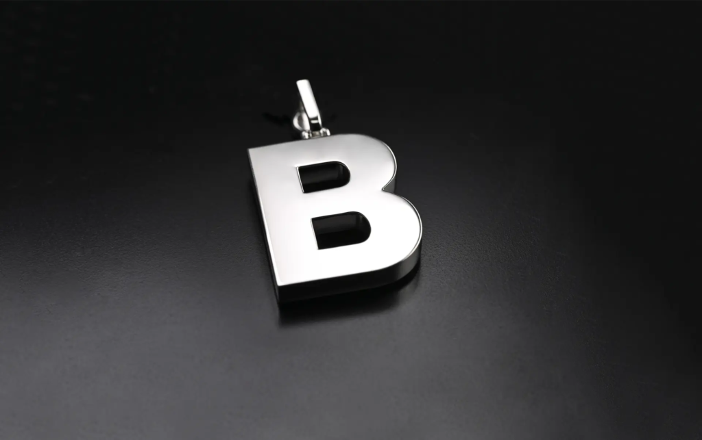 letter b platinum pendant