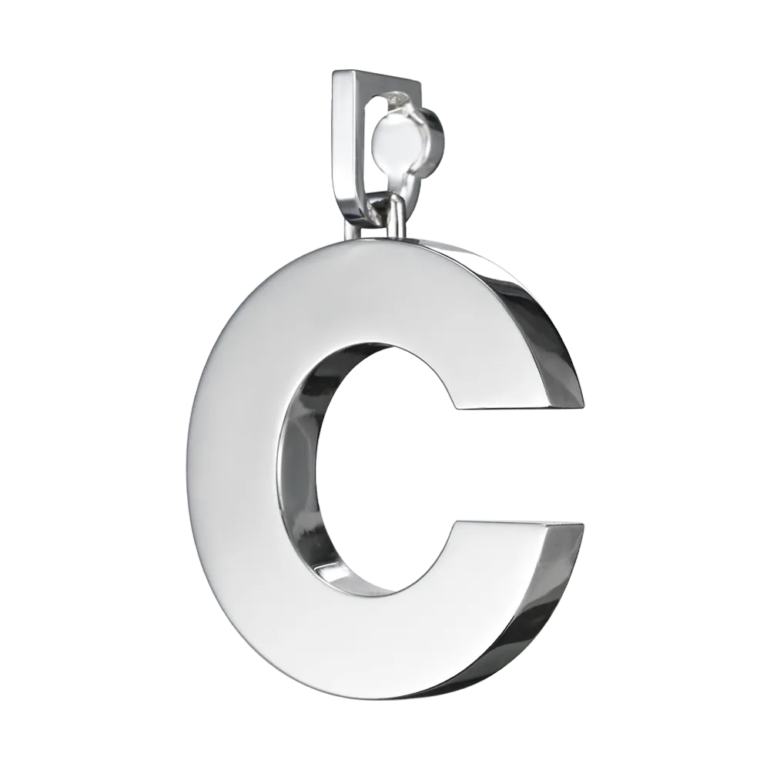 Initial Pendant in Platinum, The Letter C
