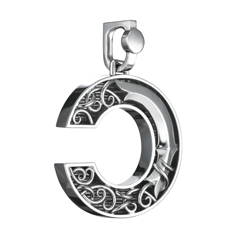 Alternative view of Initial Pendant in Platinum, The Letter C