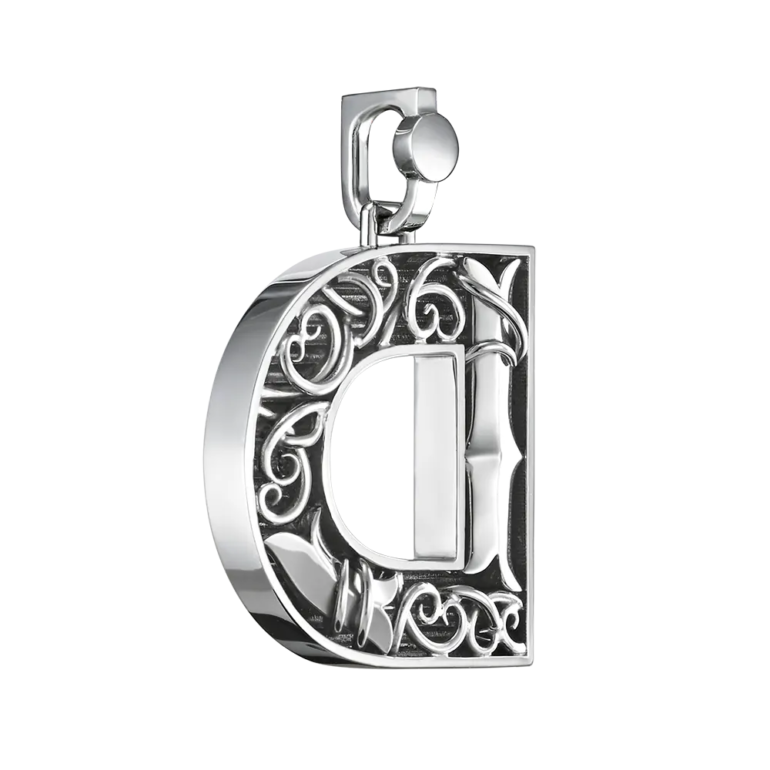 Alternative view of Initial Pendant in Platinum, The Letter D