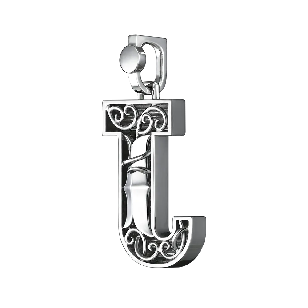 Initial Pendant in Platinum, The Letter J - Image 2