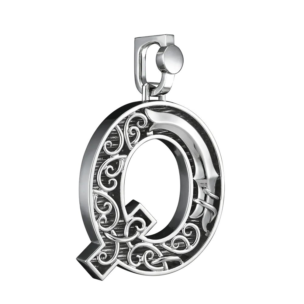 Initial Pendant in Platinum, The Letter Q - Image 2