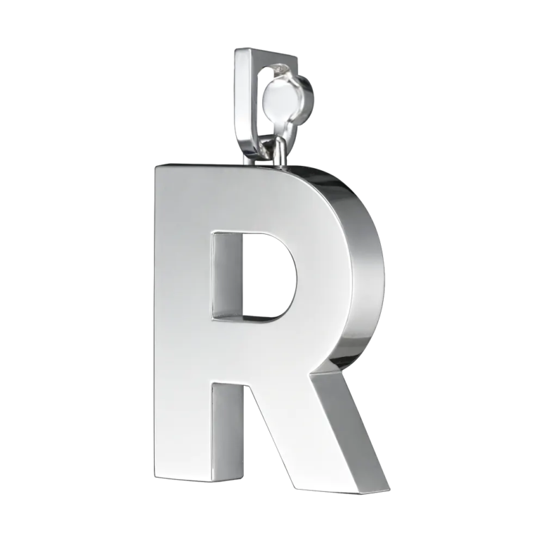 Initial Pendant in Platinum, The Letter R