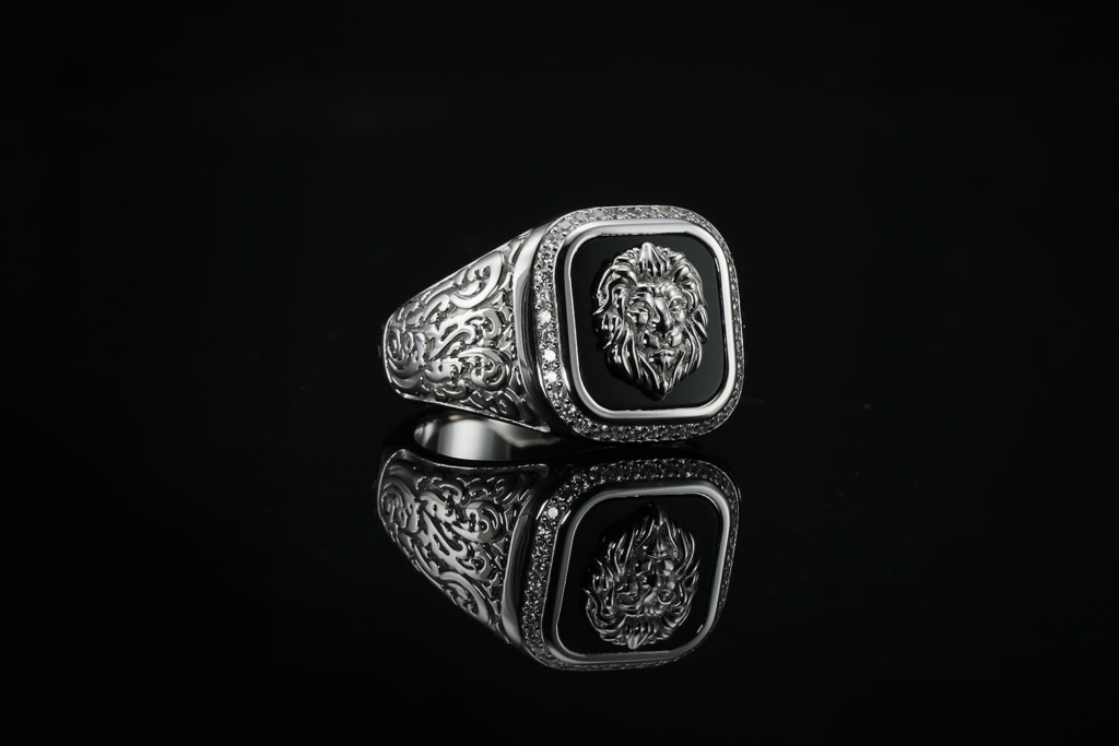 lion onyx platinum ring for men bespoke ring