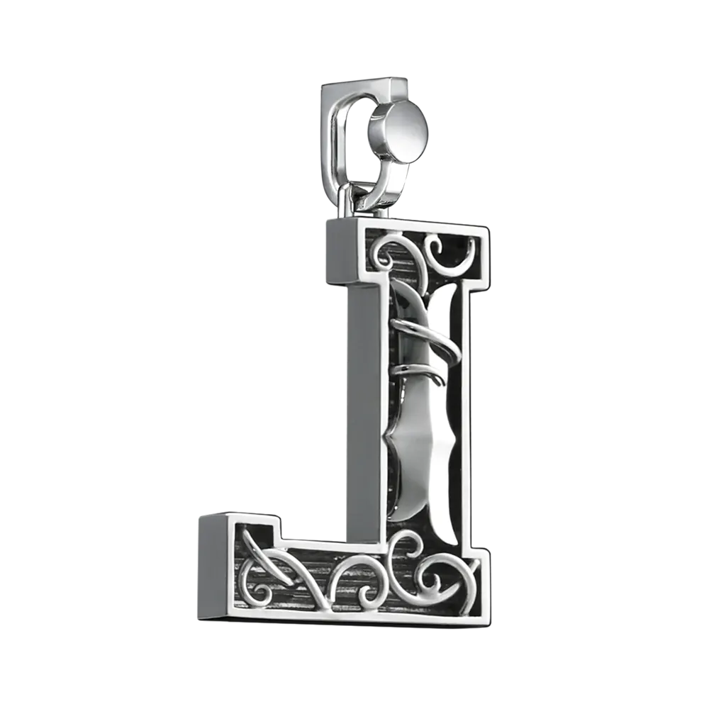 Initial Pendant in Platinum, The Letter L - Image 2