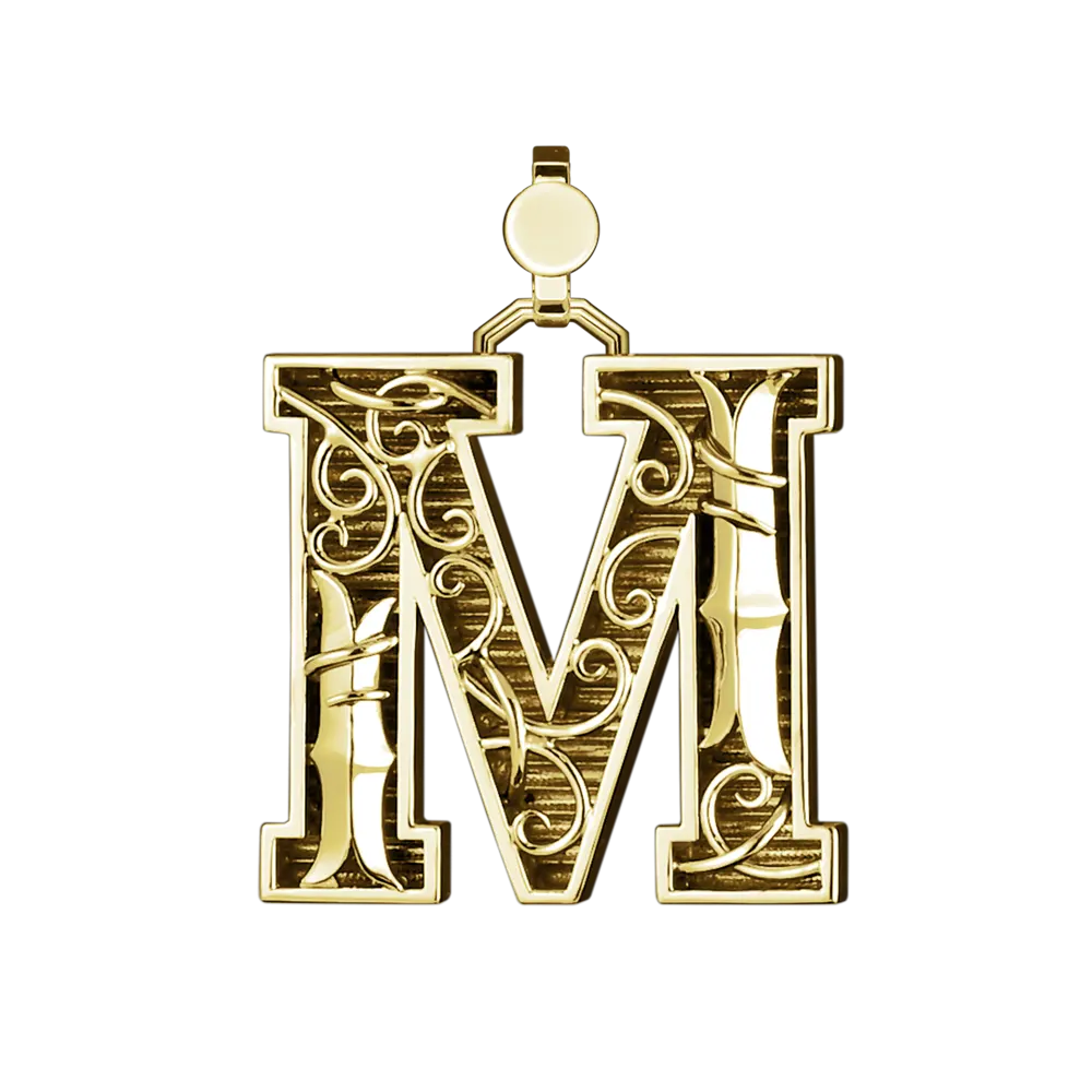 Initial Pendant in Platinum, The Letter M - Image 4