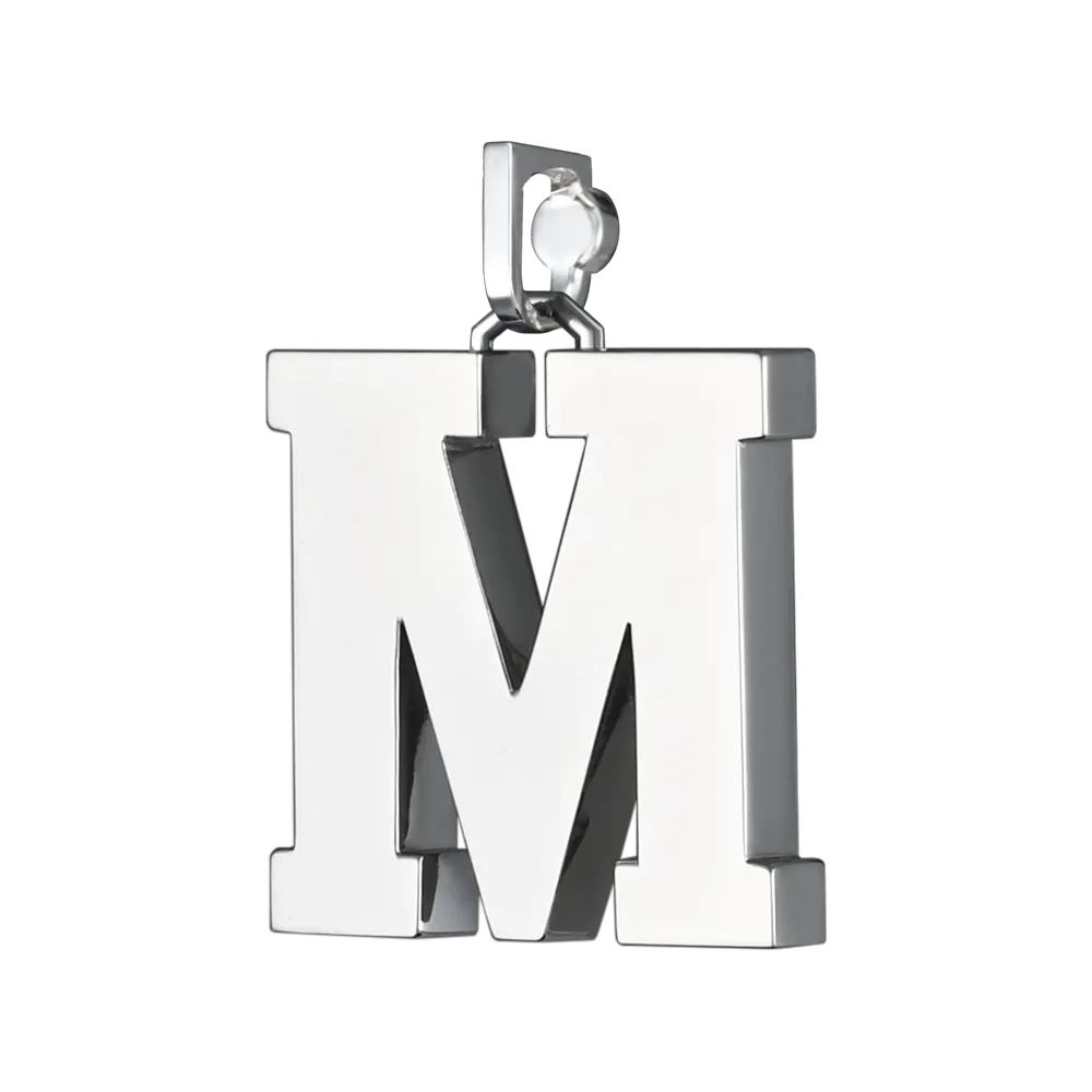 Initial Pendant in Platinum, The Letter M