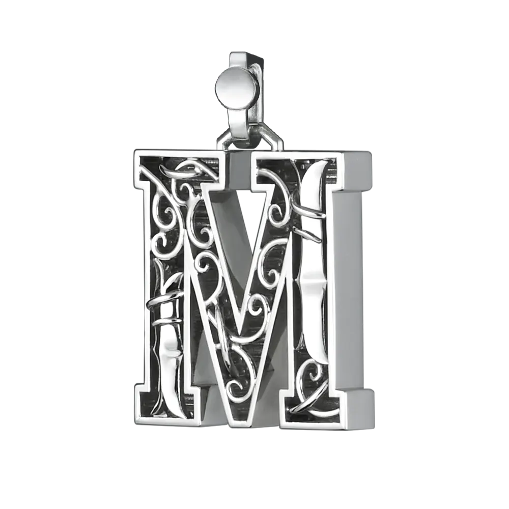 Initial Pendant in Platinum, The Letter M - Image 2
