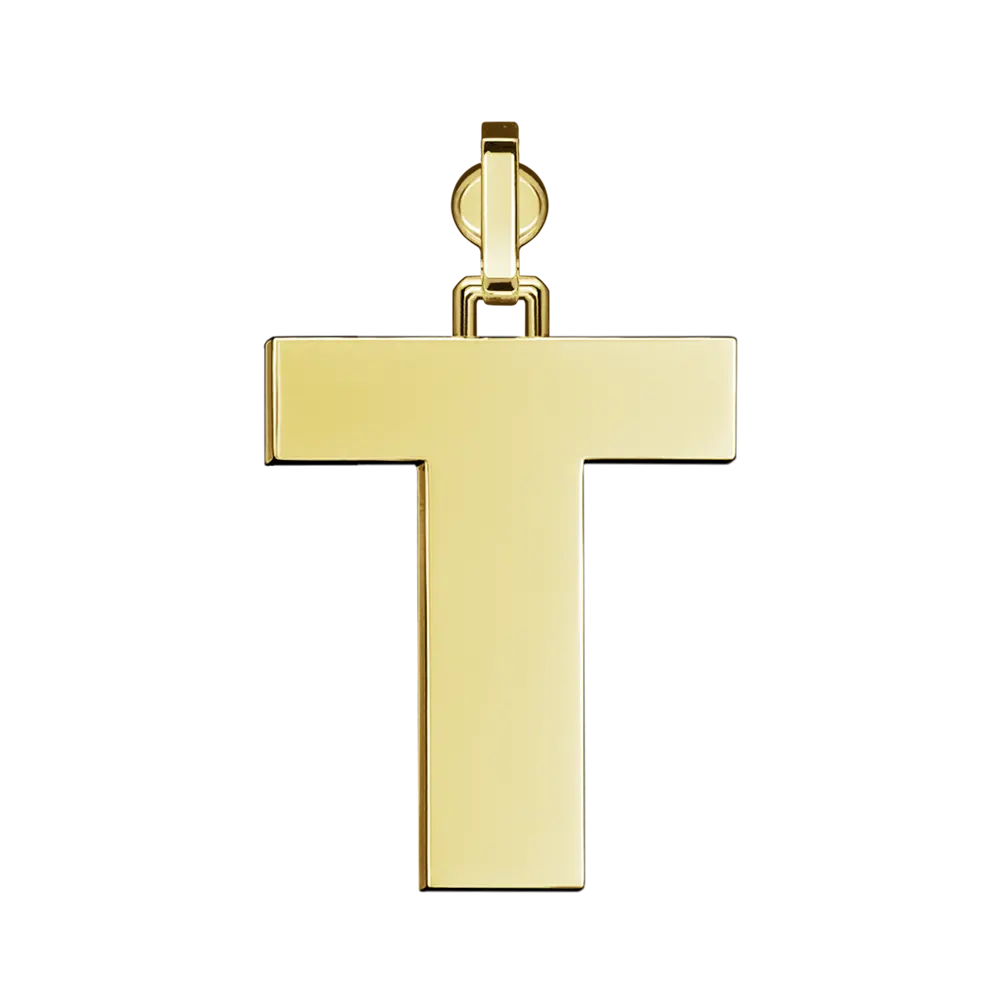 Initial Pendant in Platinum, The Letter T - Image 3