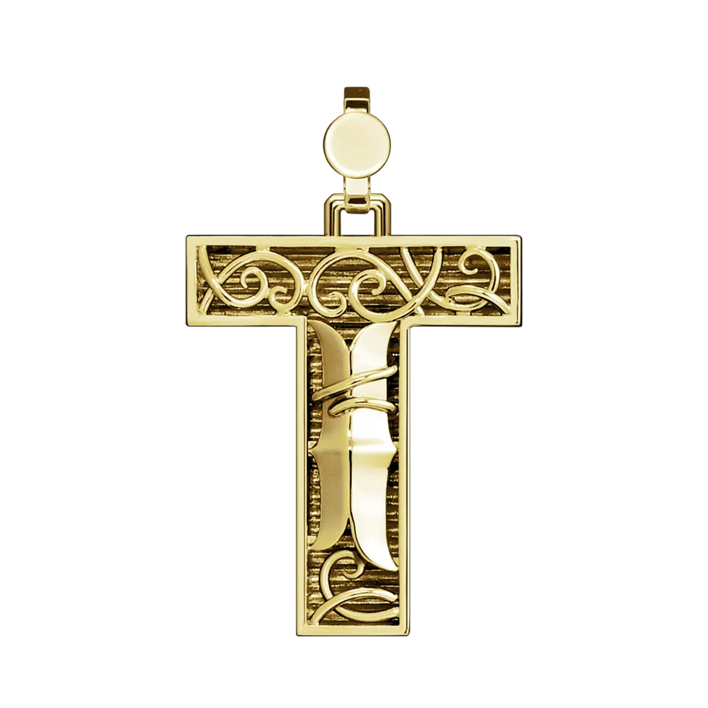 Initial Pendant in Platinum, The Letter T - Image 4