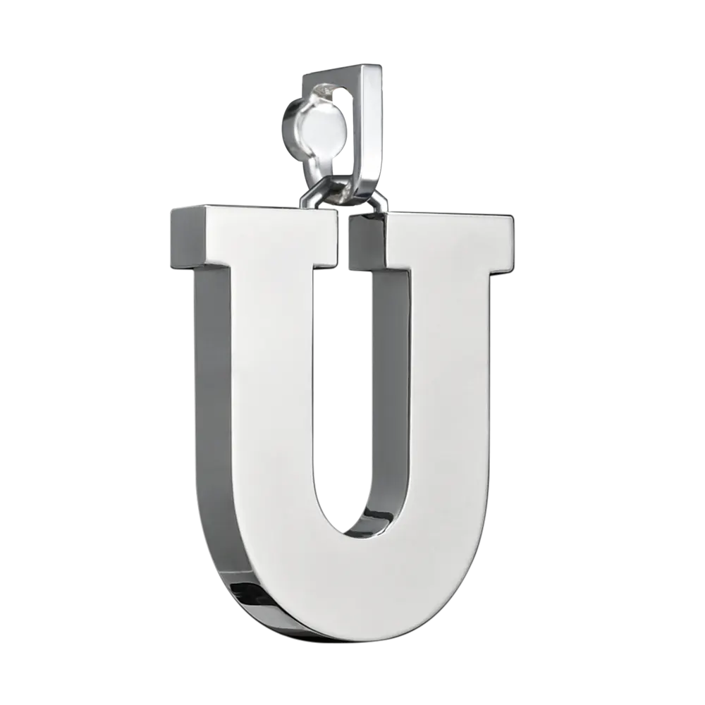 Initial Pendant in Platinum, The Letter U
