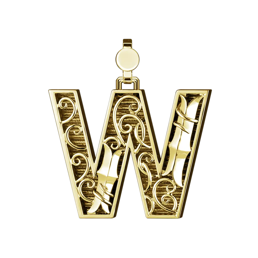 Initial Pendant in Platinum, The Letter W - Image 4