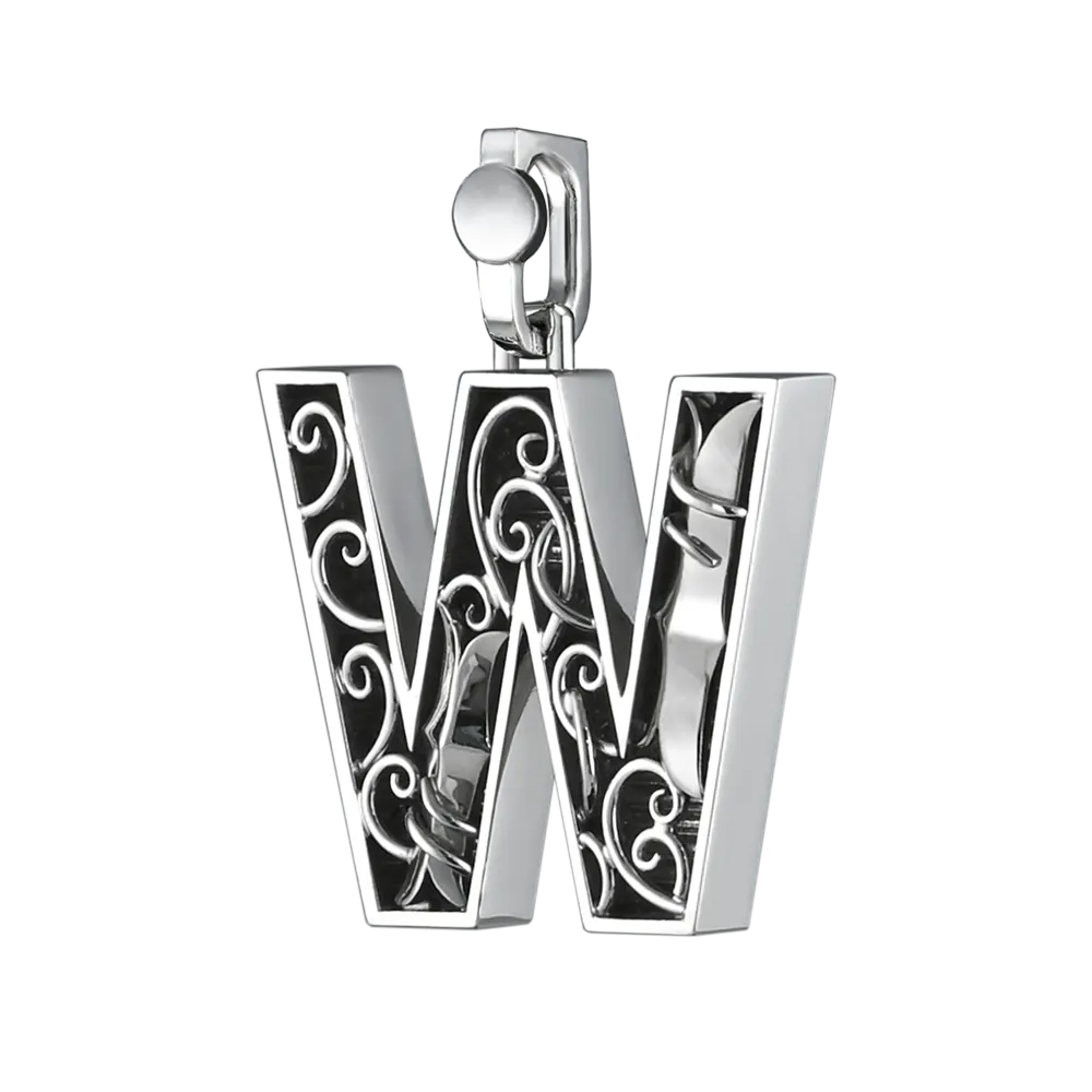 Initial Pendant in Platinum, The Letter W - Image 2