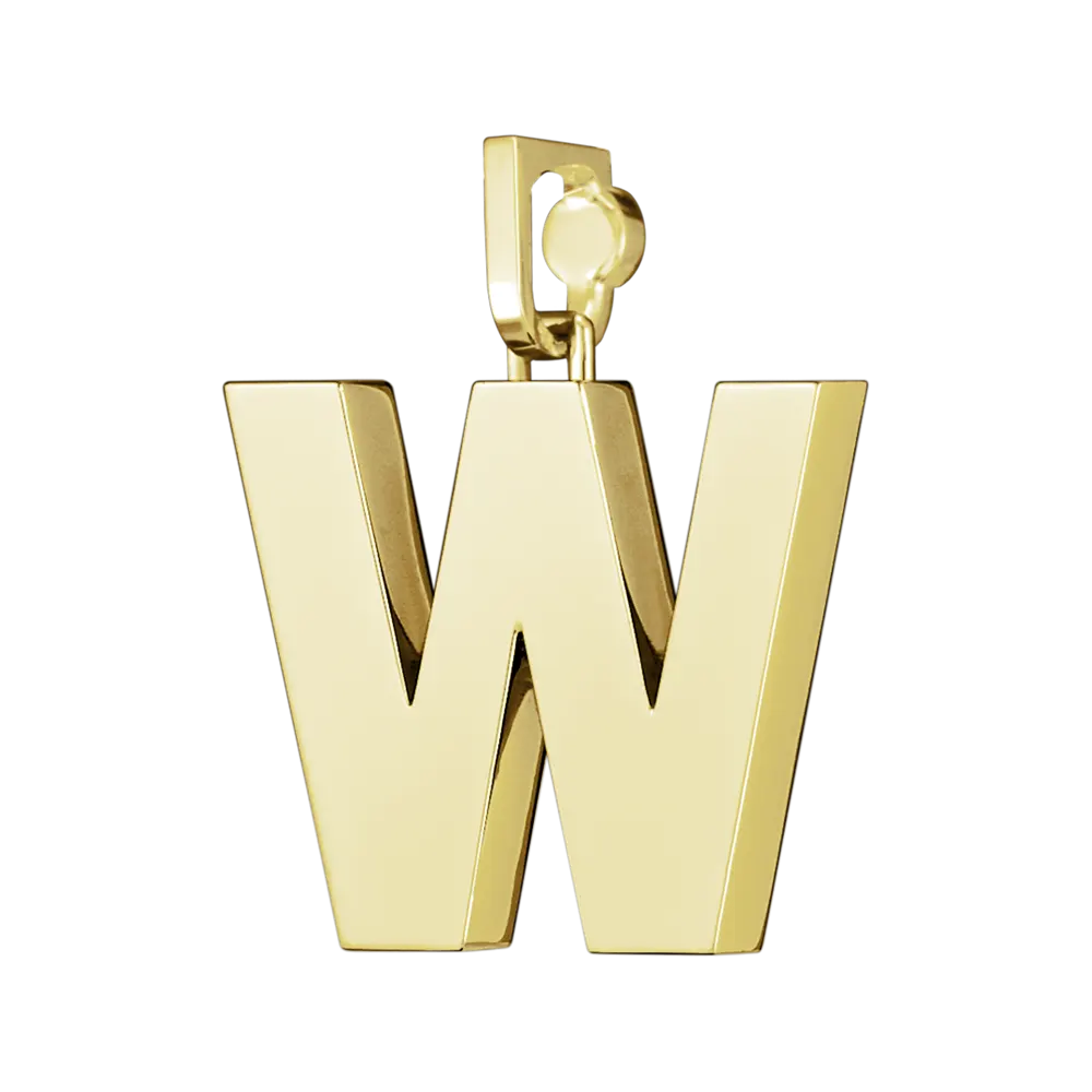 Initial Pendant in Platinum, The Letter W - Image 3