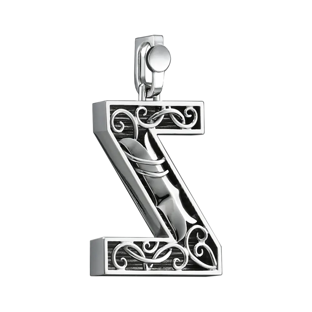 Initial Pendant in Platinum, The Letter Z - Image 2