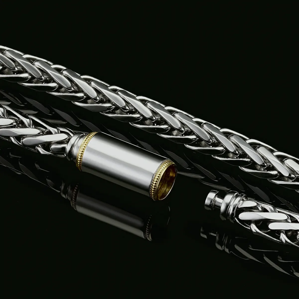 platinum wheat chain with platinum clasp, in house design clasp