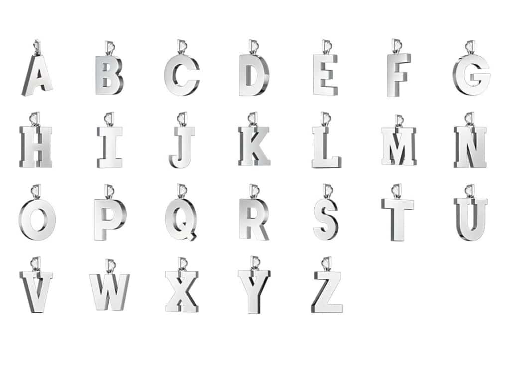 platinum letter pendant alphabet pendant created by ByEnzo Jewelry