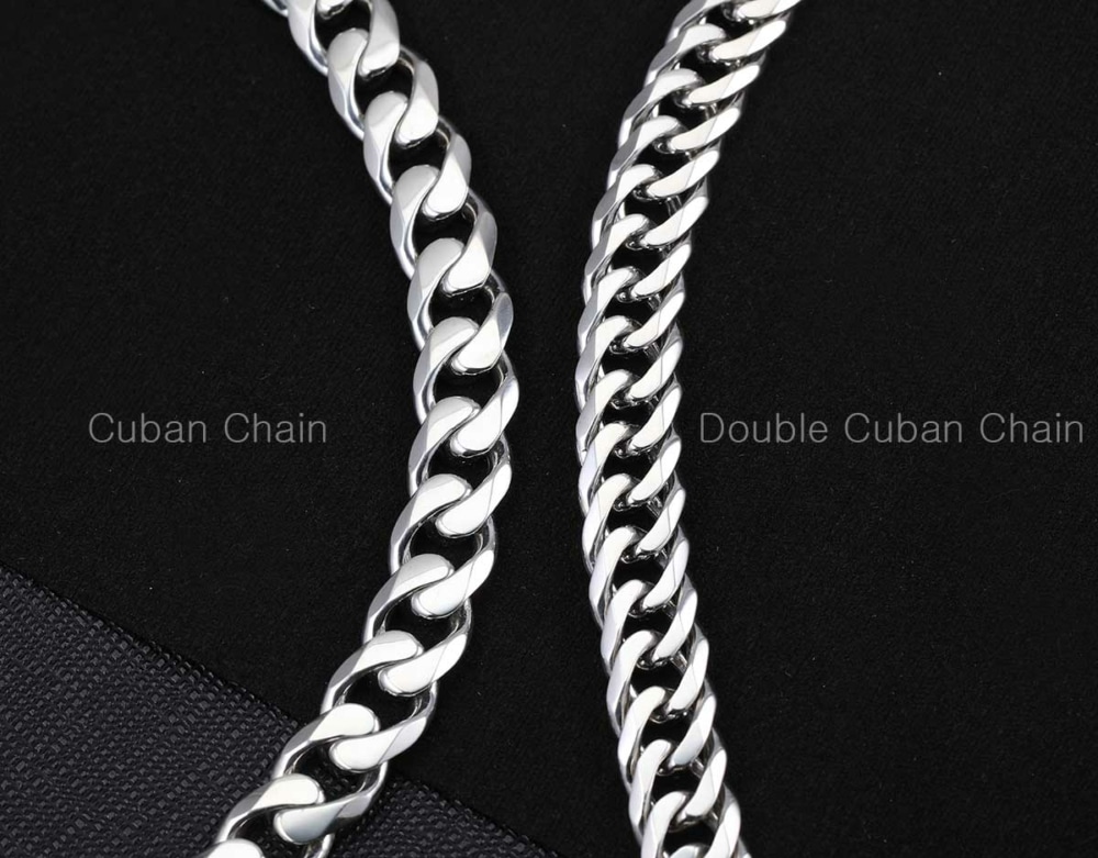 standard cuban chain and the double cuban chain made in platinum 950 from byenzo jewelry