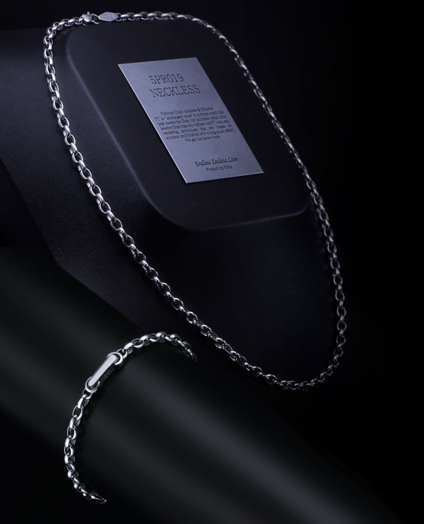 platinum rolo chain necklace and bracelet