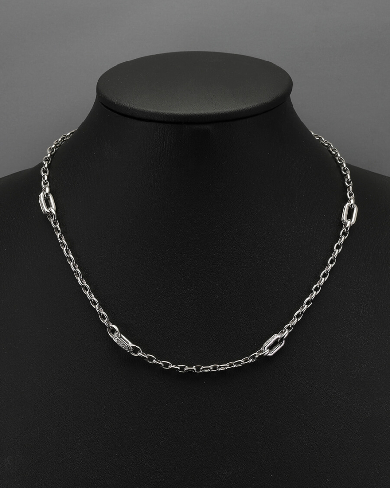 platinum cable chain with diamond setting and with rolo chain