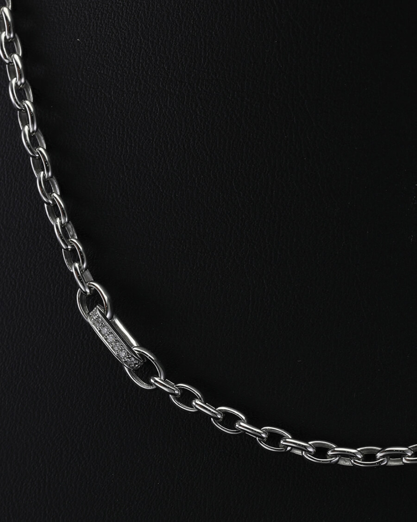 platinum cable chain with diamond setting