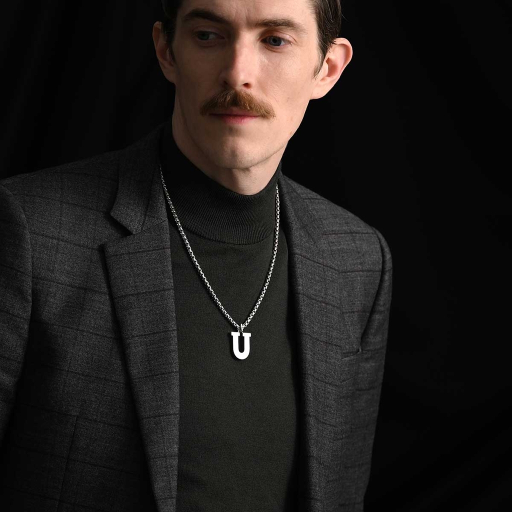 platinum alphabet letter pendant U for men PT950
