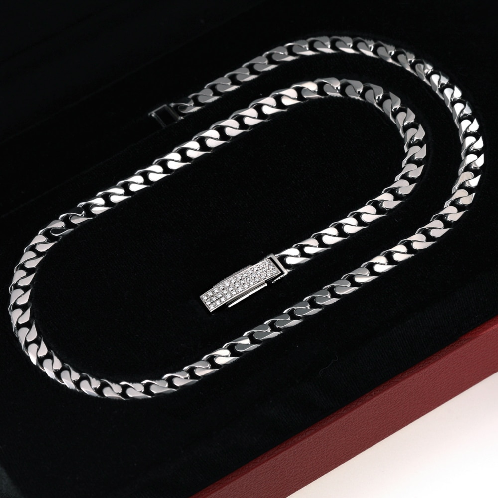 diamond setting cuban chain made in platinum