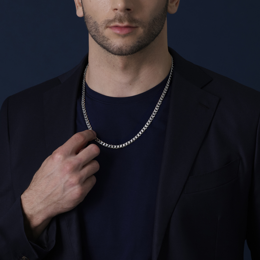 the standard cuban chain necklace and bracelet set made by ByEnzo jewelry