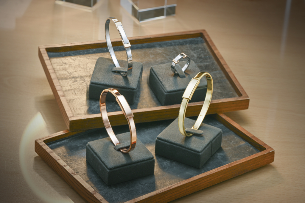 The luxurious platinum and 18K gold bangle bracelets from ByEnzo Jewelry