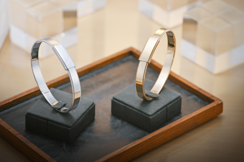 The luxurious platinum and 18K gold bangle bracelets from ByEnzo Jewelry