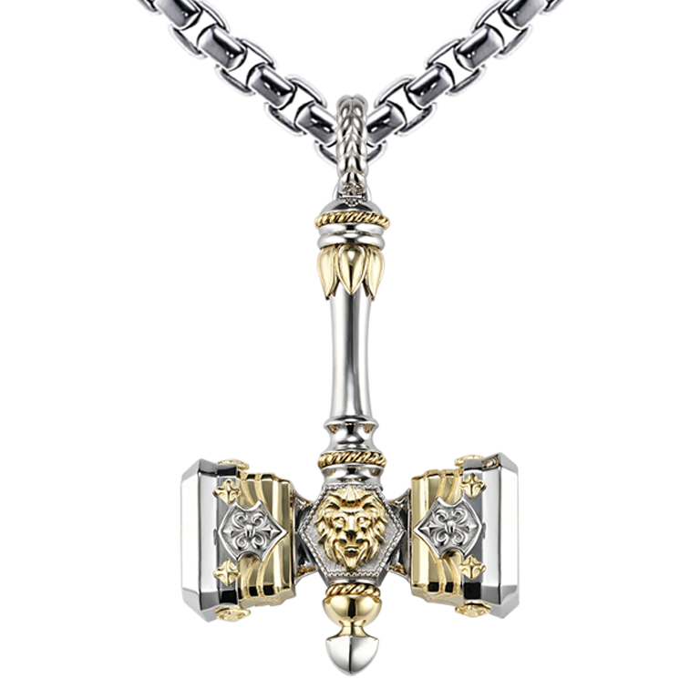 Hammer pendant in Platinum & 18K Yellow Gold