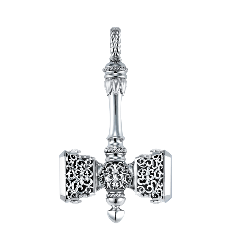 Alternative view of ByEnzo Hammer Pendant in Platinum