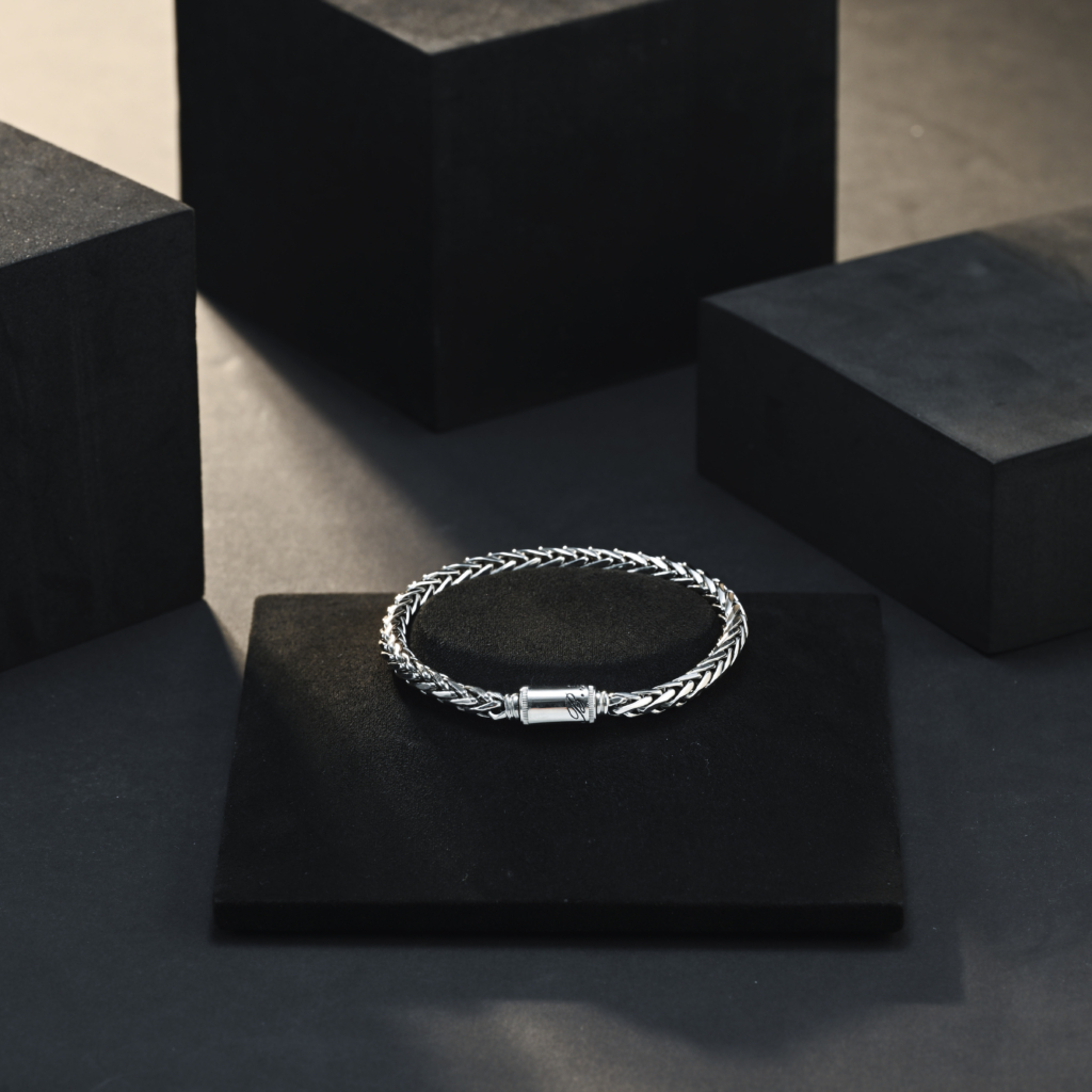 Platinum 950 wheat chain for men, platinum bracelet