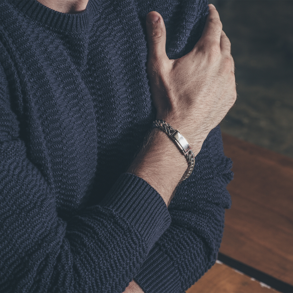 the double cuban chain in platinum for men