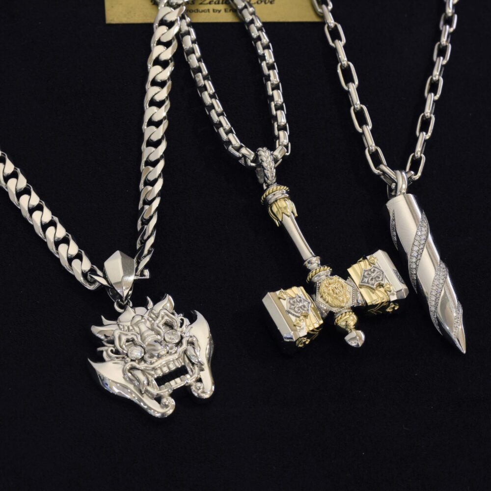 PT950 platinum mixed metal pendant necklaces
